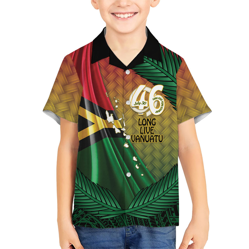 Personalised Long Live Vanuatu Independence Day Kid Hawaiian Shirt 46th Anniversary Woven Pattern LT14 Kid Reggae - Polynesian Pride
