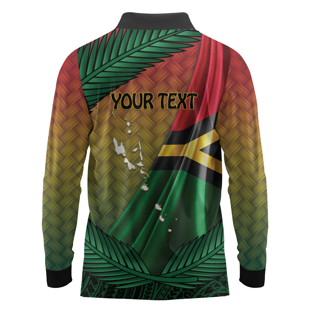 Personalised Long Live Vanuatu Independence Day Long Sleeve Polo Shirt 46th Anniversary Woven Pattern LT14 - Polynesian Pride