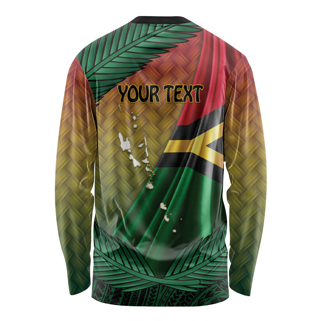 Personalised Long Live Vanuatu Independence Day Long Sleeve Shirt 46th Anniversary Woven Pattern LT14 - Polynesian Pride