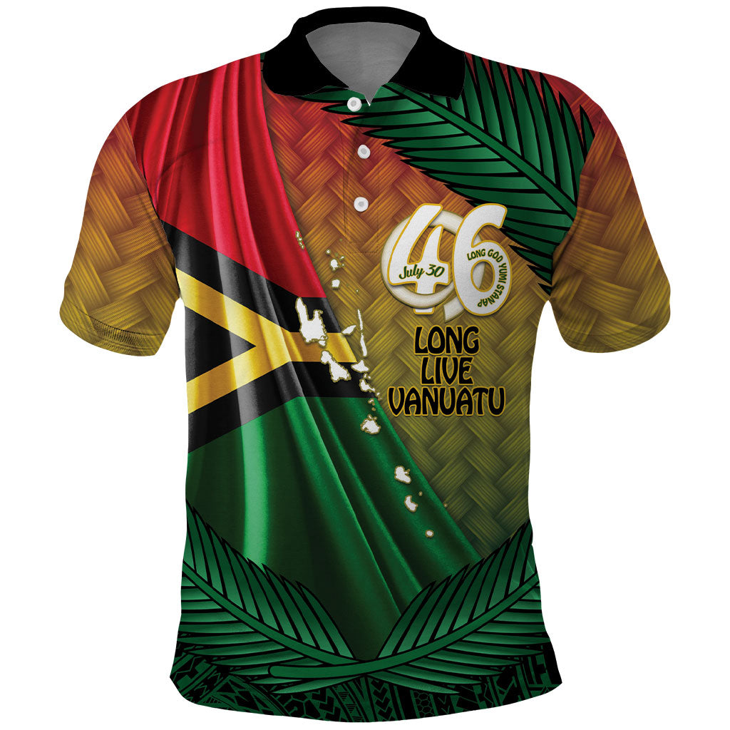 Personalised Long Live Vanuatu Independence Day Polo Shirt 46th Anniversary Woven Pattern LT14 Reggae - Polynesian Pride