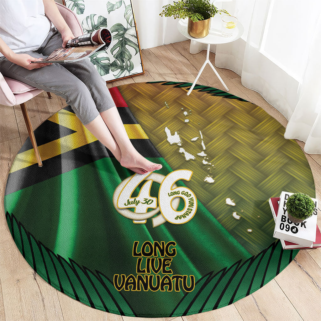Long Live Vanuatu Independence Day Round Carpet 46th Anniversary Woven Pattern LT14 - Polynesian Pride