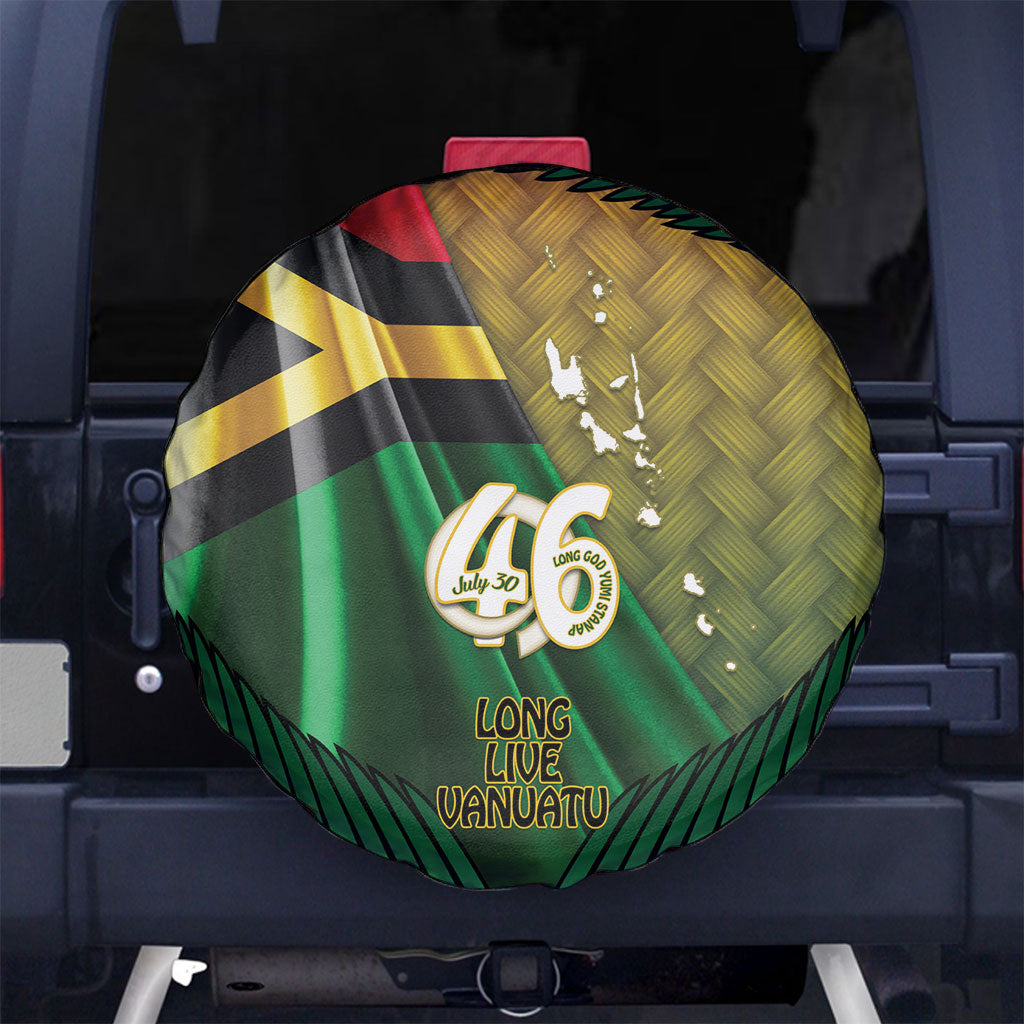 Long Live Vanuatu Independence Day Spare Tire Cover 46th Anniversary Woven Pattern LT14 No hole Reggae - Polynesian Pride