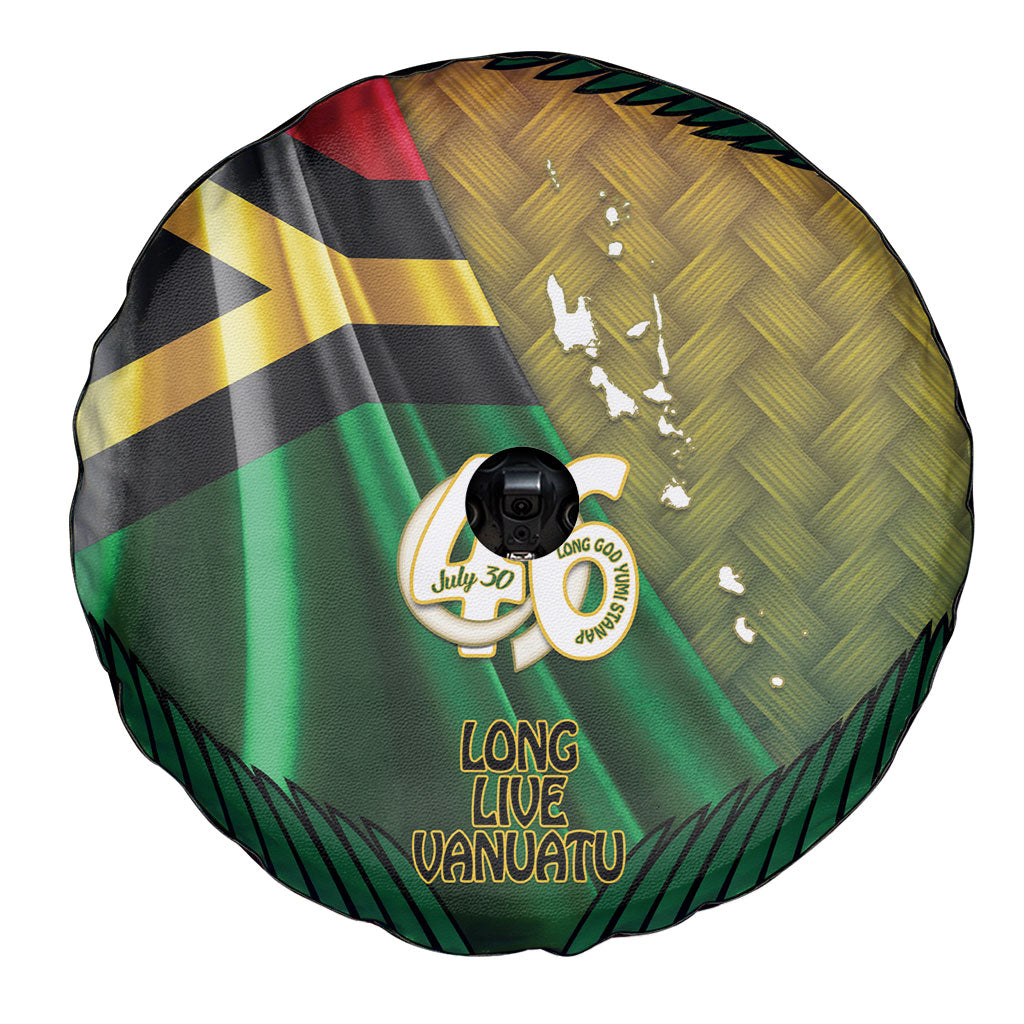 Long Live Vanuatu Independence Day Spare Tire Cover 46th Anniversary Woven Pattern LT14 - Polynesian Pride