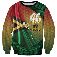 Personalised Long Live Vanuatu Independence Day Sweatshirt 46th Anniversary Woven Pattern LT14 Unisex Reggae - Polynesian Pride