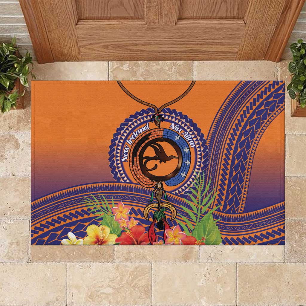 PNG New Ireland Province Rubber Doormat Niu Ailan Necklace Polynesian Tattoo LT14 Orange - Polynesian Pride