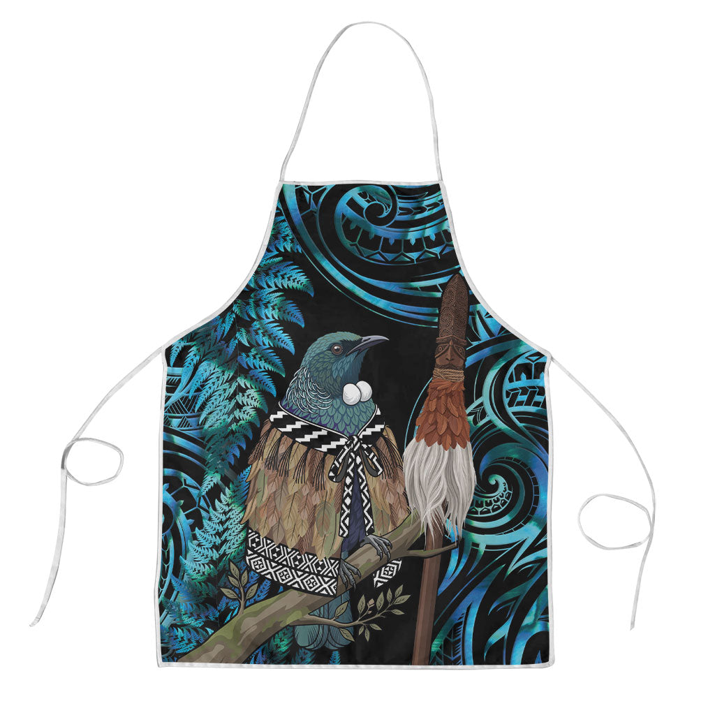 New Zealand Tui Bird Taiaha Apron Maori Weapon Paua Shell Mix Silver Fern LT14 Turquoise - Polynesian Pride