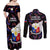 Philippines Football Couples Matching Off Shoulder Maxi Dress and Long Sleeve Button Shirts 2023 World Cup Go Filipinas Feather Black Version LT14 - Polynesian Pride