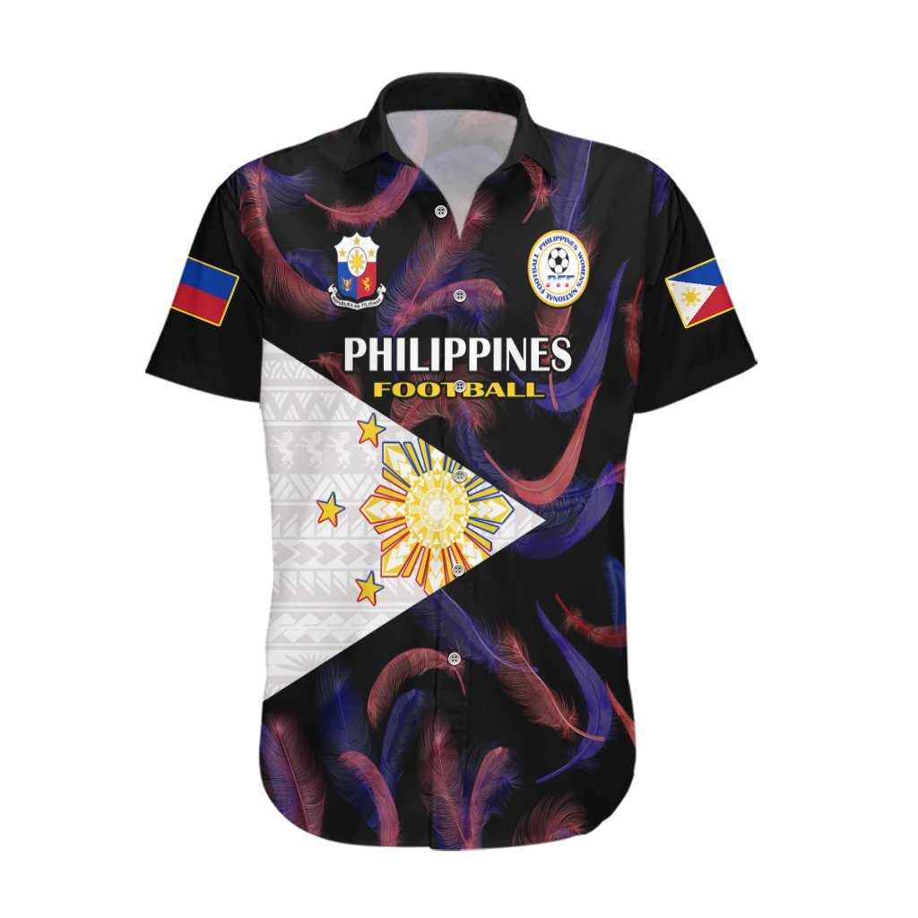 Philippines Football Hawaiian Shirt 2023 World Cup Go Filipinas Feather Black Version LT14 Black - Polynesian Pride