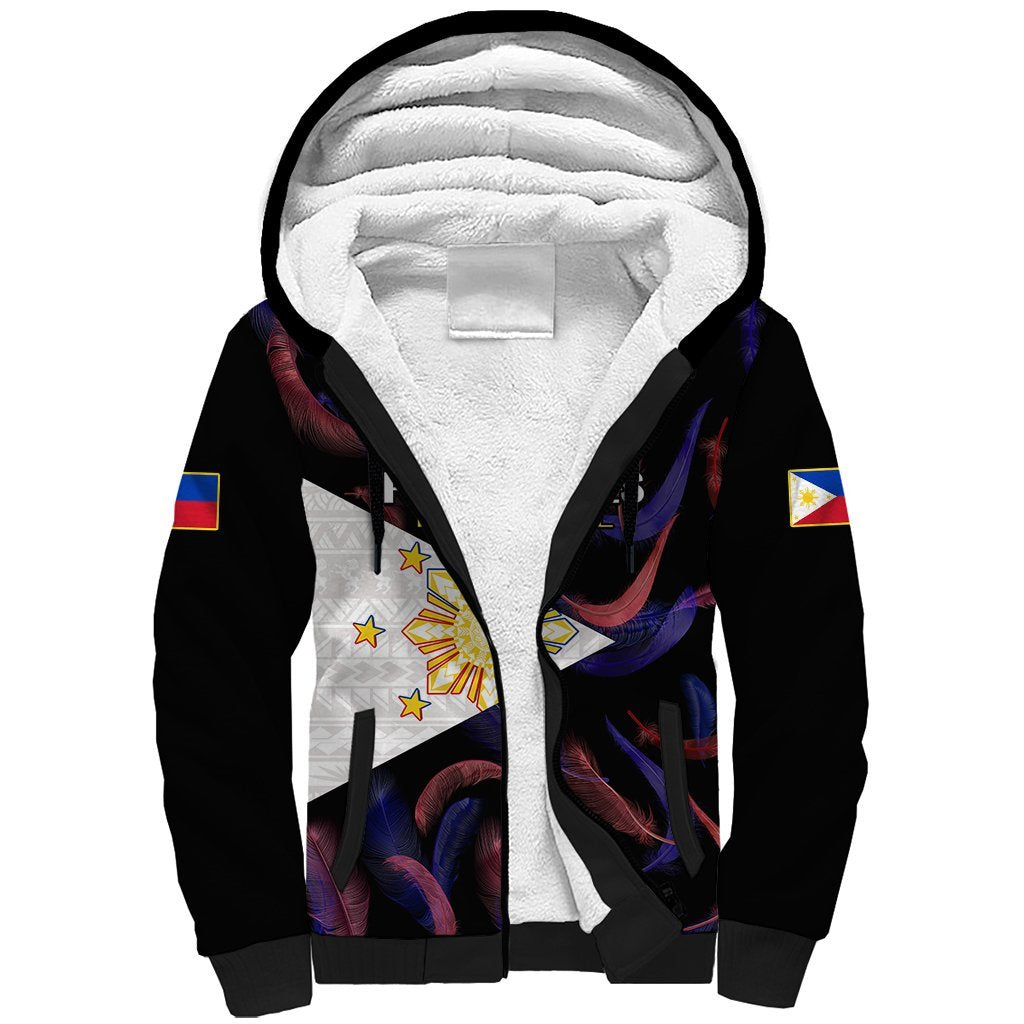 Philippines Football Sherpa Hoodie 2023 World Cup Go Filipinas Feather Black Version LT14 Unisex Black - Polynesian Pride