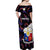 Custom Philippines Football Off Shoulder Maxi Dress 2023 World Cup Go Filipinas Feather Black Version LT14 - Polynesian Pride