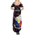 Custom Philippines Football Summer Maxi Dress 2023 World Cup Go Filipinas Feather Black Version LT14 - Polynesian Pride