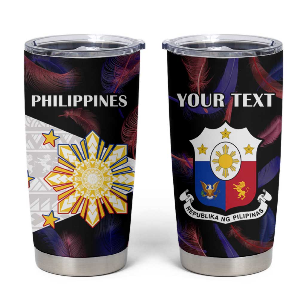 Custom Philippines Football Tumbler Cup World Cup Go Filipinas Feather Black Version LT14 Black - Polynesian Pride