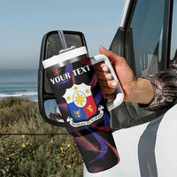 Custom Philippines Football Tumbler With Handle World Cup Go Filipinas Feather Black Version LT14 - Polynesian Pride