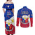 Philippines Football Couples Matching Off Shoulder Maxi Dress and Long Sleeve Button Shirts 2023 World Cup Go Filipinas Feather Flag Version LT14 - Polynesian Pride