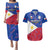 Philippines Football Couples Matching Puletasi Dress and Hawaiian Shirt 2023 World Cup Go Filipinas Feather Flag Version LT14 Blue - Polynesian Pride