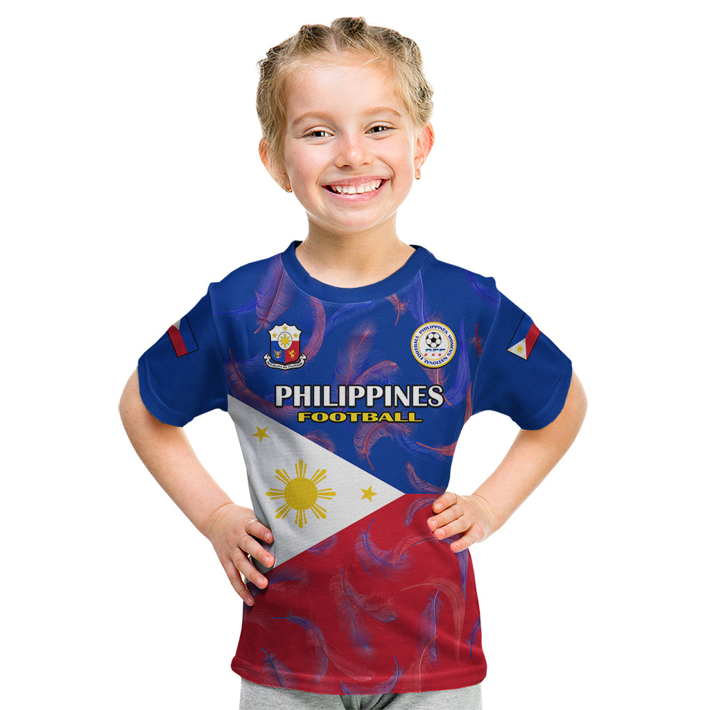 Philippines Football Kid T Shirt 2023 World Cup Go Filipinas Feather Flag Version LT14 Blue - Polynesian Pride