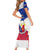 Philippines Football Short Sleeve Bodycon Dress 2023 World Cup Go Filipinas Feather Flag Version LT14 - Polynesian Pride