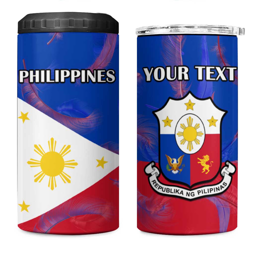 Custom Philippines Football 4 in 1 Can Cooler Tumbler World Cup Go Filipinas Feather Flag Version LT14 One Size: 16 oz Blue - Polynesian Pride