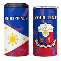 Custom Philippines Football 4 in 1 Can Cooler Tumbler World Cup Go Filipinas Feather Flag Version LT14 One Size: 16 oz Blue - Polynesian Pride