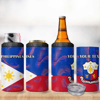 Custom Philippines Football 4 in 1 Can Cooler Tumbler World Cup Go Filipinas Feather Flag Version LT14 - Polynesian Pride