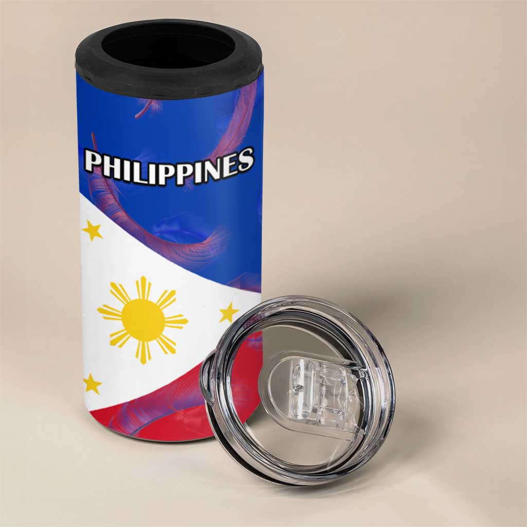Custom Philippines Football 4 in 1 Can Cooler Tumbler World Cup Go Filipinas Feather Flag Version LT14 - Polynesian Pride
