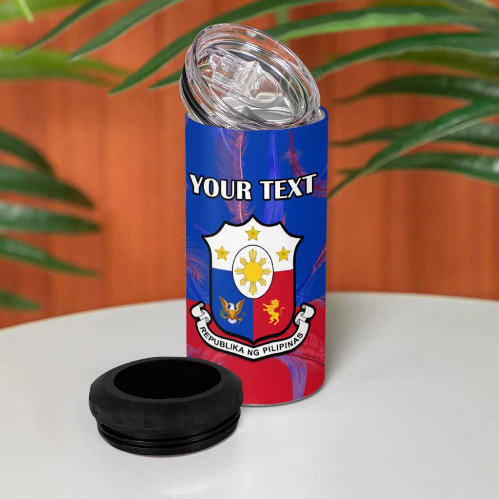 Custom Philippines Football 4 in 1 Can Cooler Tumbler World Cup Go Filipinas Feather Flag Version LT14 - Polynesian Pride