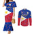 Custom Philippines Football Couples Matching Mermaid Dress and Long Sleeve Button Shirts 2023 World Cup Go Filipinas Feather Flag Version LT14 Blue - Polynesian Pride