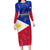 Custom Philippines Football Long Sleeve Bodycon Dress 2023 World Cup Go Filipinas Feather Flag Version LT14 Long Dress Blue - Polynesian Pride