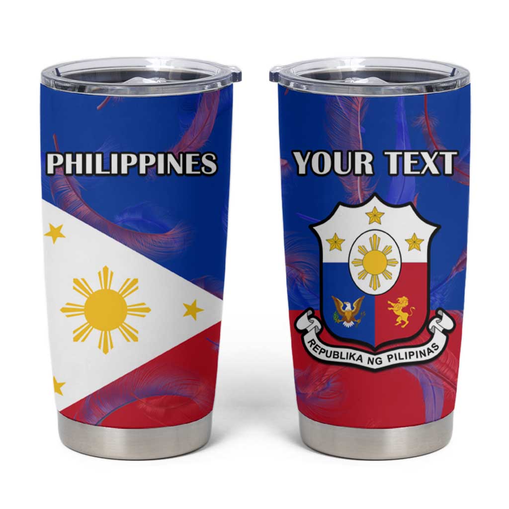 Custom Philippines Football Tumbler Cup - World Cup Go Filipinas Feather Flag Version LT14 Blue - Polynesian Pride