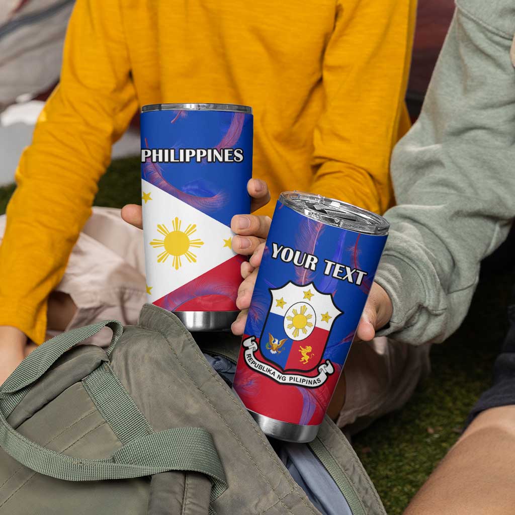 Custom Philippines Football Tumbler Cup - World Cup Go Filipinas Feather Flag Version LT14 - Polynesian Pride