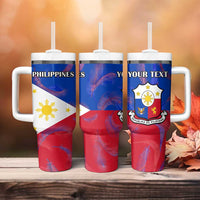 Custom Philippines Football Tumbler With Handle World Cup Go Filipinas Feather Flag Version LT14 - Polynesian Pride