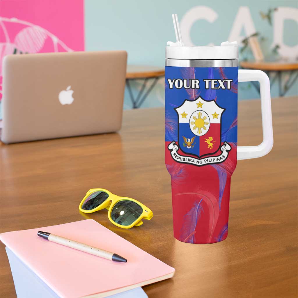 Custom Philippines Football Tumbler With Handle World Cup Go Filipinas Feather Flag Version LT14 - Polynesian Pride