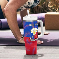 Custom Philippines Football Tumbler With Handle World Cup Go Filipinas Feather Flag Version LT14 - Polynesian Pride
