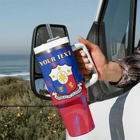 Custom Philippines Football Tumbler With Handle World Cup Go Filipinas Feather Flag Version LT14 - Polynesian Pride