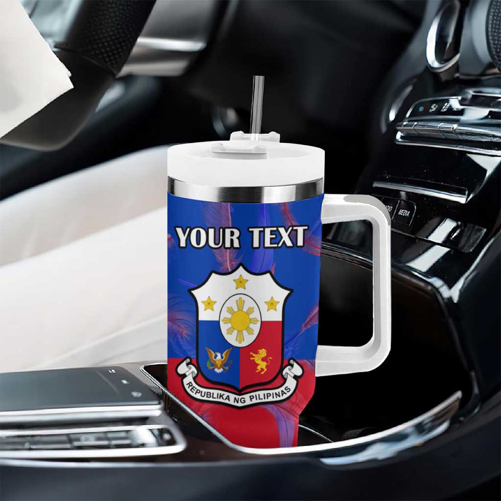 Custom Philippines Football Tumbler With Handle World Cup Go Filipinas Feather Flag Version LT14 - Polynesian Pride