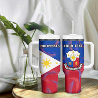 Custom Philippines Football Tumbler With Handle World Cup Go Filipinas Feather Flag Version LT14 - Polynesian Pride