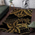 Black and Gold Polynesia Area Rug Plumeria Tattoo With Polynesian Pattern