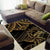 Black and Gold Polynesia Area Rug Plumeria Tattoo With Polynesian Pattern