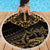 Black and Gold Polynesia Beach Blanket Plumeria Tattoo With Polynesian Pattern