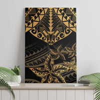 Black and Gold Polynesia Canvas Wall Art Plumeria Tattoo With Polynesian Pattern LT14 - Polynesian Pride