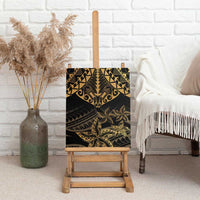 Black and Gold Polynesia Canvas Wall Art Plumeria Tattoo With Polynesian Pattern LT14 - Polynesian Pride