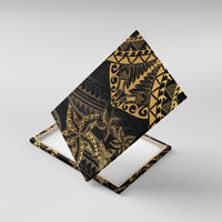 Black and Gold Polynesia Canvas Wall Art Plumeria Tattoo With Polynesian Pattern LT14 With Frame Black - Polynesian Pride