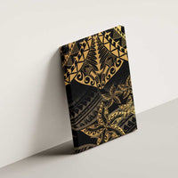 Black and Gold Polynesia Canvas Wall Art Plumeria Tattoo With Polynesian Pattern LT14 - Polynesian Pride