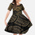 Black and Gold Polynesia Family Matching Off The Shoulder Long Sleeve Dress and Hawaiian Shirt Plumeria Tattoo With Polynesian Pattern