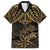 Black and Gold Polynesia Family Matching Off The Shoulder Long Sleeve Dress and Hawaiian Shirt Plumeria Tattoo With Polynesian Pattern