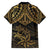 Black and Gold Polynesia Family Matching Off The Shoulder Long Sleeve Dress and Hawaiian Shirt Plumeria Tattoo With Polynesian Pattern