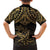 Black and Gold Polynesia Family Matching Off Shoulder Maxi Dress and Hawaiian Shirt Plumeria Tattoo With Polynesian Pattern