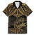 Black and Gold Polynesia Family Matching Off Shoulder Maxi Dress and Hawaiian Shirt Plumeria Tattoo With Polynesian Pattern