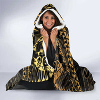 Black and Gold Polynesia Hooded Blanket Plumeria Tattoo With Polynesian Pattern LT14 - Polynesian Pride