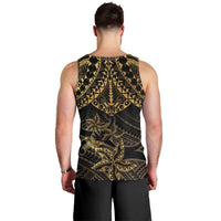 Black and Gold Polynesia Men Tank Top Plumeria Tattoo With Polynesian Pattern LT14 - Polynesian Pride